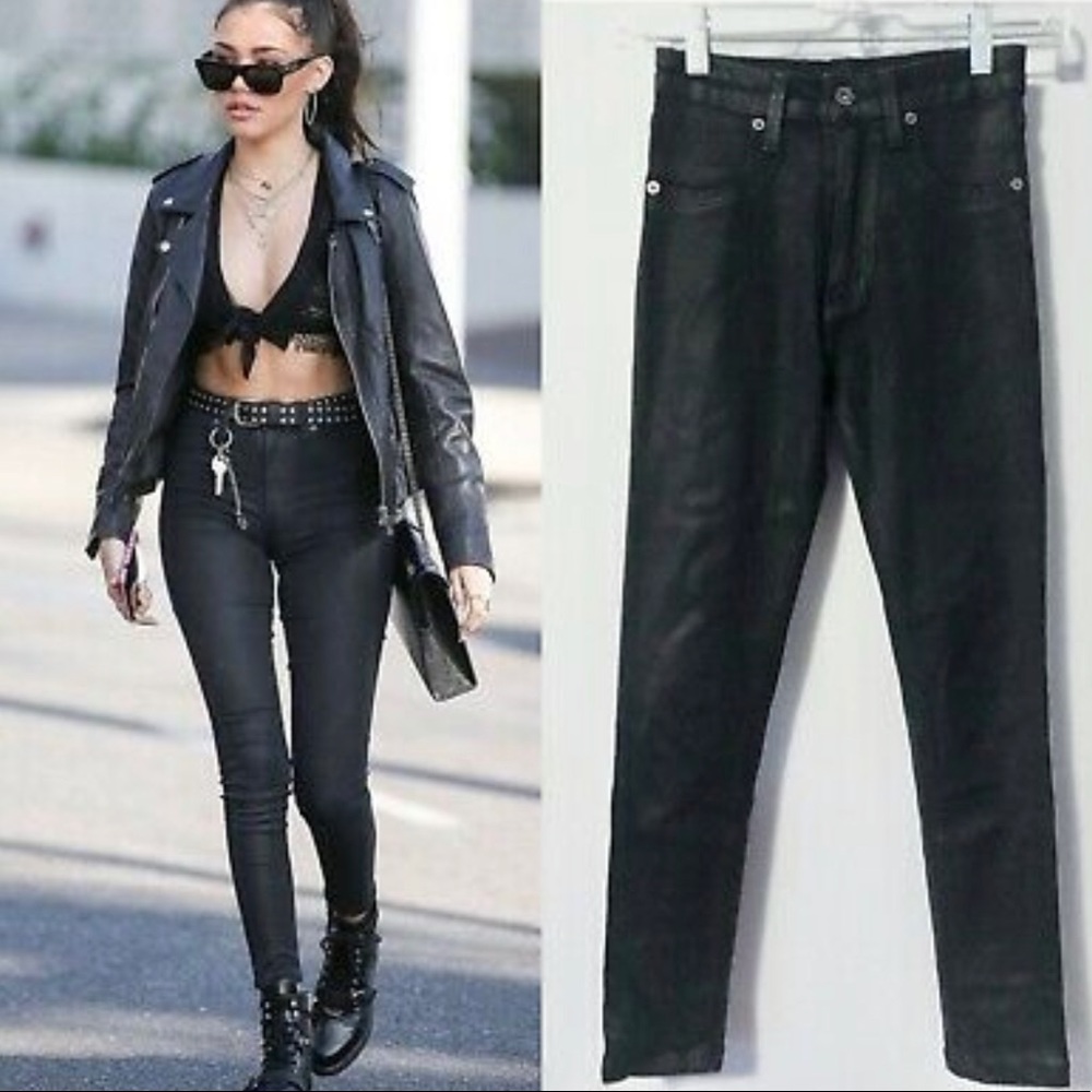 Carmar Denim High Waist Waxed Black Skinny Jeans